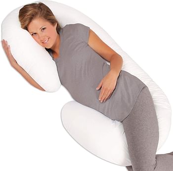 Leachco Snoogle Chic Supreme Pregnancy/Maternity Pillow with 100% Sateen Cotton Cover in Soothing White, 1 Count (Pack of 1)