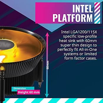 Cooler Master i71C RGB Intel Low Profile CPU Air Cooler, Anodized Black Aluminum Fins, Copper Insert Base, MF120 RGB 4 Pin Lighting Fan for Intel LGA1151, RR-I71C-20PC-R1, Copper Base