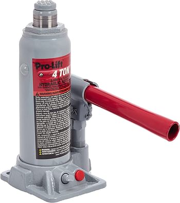 Pro-Lift B-004D Grey Hydraulic Bottle Jack - 4 Ton Capacity