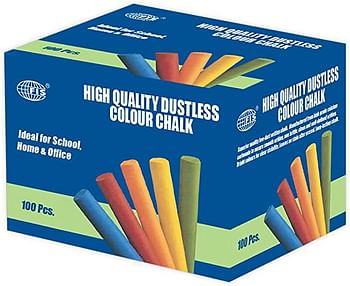 FIS FSCTCOL Dustless Color Chalk 100-Pieces Box