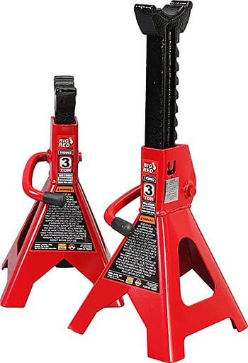 BIG RED 1 Pair Torin Steel Jack Stands: 3 Ton (6,000 lb) Capacity T43202 - Red