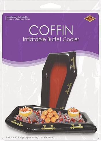 Beistle 00044 Inflatable Coffin Buffet Cooler, 4.33 Ft X 30.5 In, Red/Black/Gold