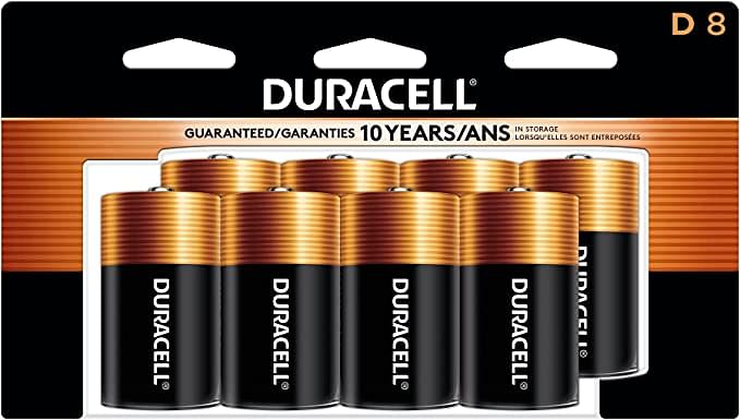 Duracell Coppertop D Batteries, 8 Count Pack, D Battery with Long-lasting Power, All-Purpose Alkaline D Battery for Household and Office Devices