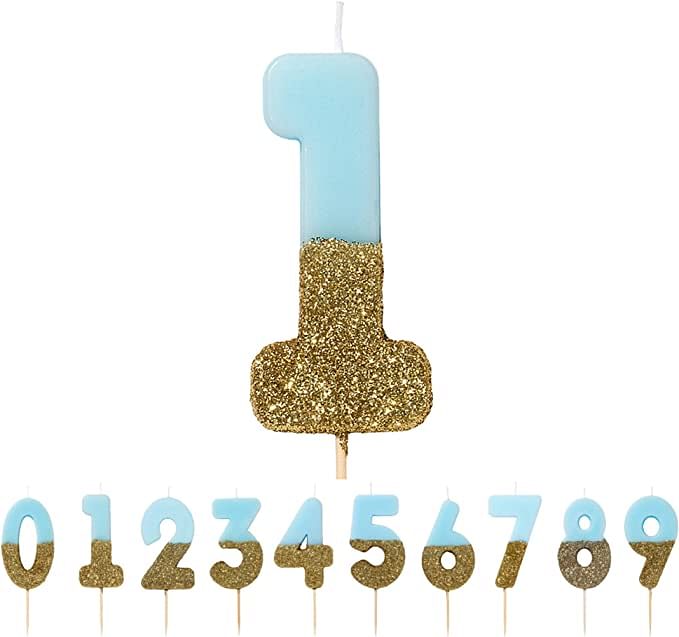 Talking Tables We Heart Birthday Glitter Number 1 Candle, Blue