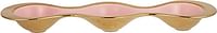 Harmony Ceramic Egg Shape Three Grid Bowl - 21.5Inches Pink And Gold Multi Color