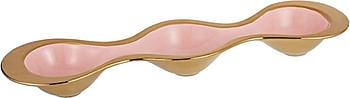 Harmony Ceramic Egg Shape Three Grid Bowl - 21.5Inches Pink And Gold Multi Color