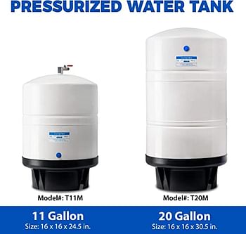 Ispring T11M 11 Gallon Pre-Pressurized Water Storage Reverse Osmosis Systems Ro Tank, 11 Gal, White