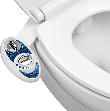 Luxe Bidet Neo 185 (Elite) Non-Electric Toilet Attachment W/Self-Cleaning Dual Nozzle And Easy Water Pressure Adjustment For Sanitary Feminine Wash (Blue White) 13.5 X 7 3 Inches