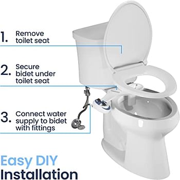 Luxe Bidet Neo 185 (Elite) Non-Electric Toilet Attachment W/Self-Cleaning Dual Nozzle And Easy Water Pressure Adjustment For Sanitary Feminine Wash (Blue White) 13.5 X 7 3 Inches