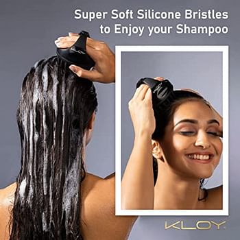 KLOY Hair Scalp Massager Shampoo Brush with Soft Silicone Bristles- Black