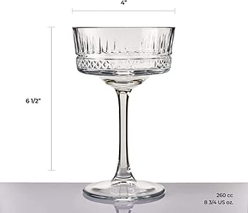 PASABAHCE 471504 Elysia Pack of 4 Champagne Cups, Glass, Transparent, 26 cl