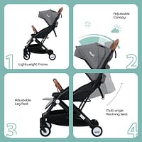 MOON Ritzi Ultra light weight/Compact fold/Travel Cabin (suitable for Air travel) Stroller/Pram/Push Chair suitable for newborn/infant/babies/kids (From birth to 3 Years)(0-18kg) - Black/Grey Dots Black-Blue Dots 0 to 18kg Black-Blue Dots/0 to 18kg