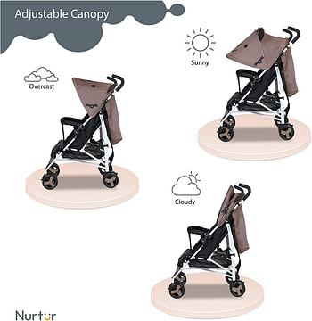 Nurtur Luca Bear Baby/Kids Lightweight Stroller 0 36 Months, Storage Basket, Detachable Bumper, 5 Point Safety Harness, Compact Design, Shoulder Strap