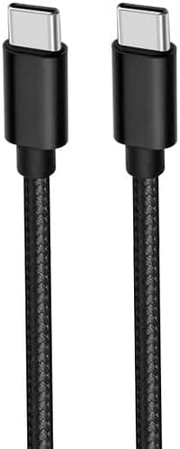 كابل Glassology USB-C إلى C 1.2M 3A عالي التيار سريع الشحن من النحاس النقي والبلاستيك والنايلون جديلة 480 ميجابت في الثانية (أسود)