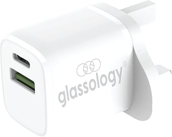 Glassology 4 in 1 iPhone 14 Pro Max Clear Screen Protector Case Lens Guard & Wall Adapter White