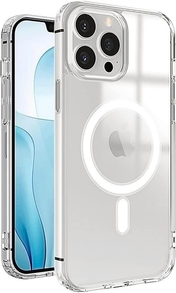 Glassology iPhone 14 Pro Max Magnetic Case 6.7 Inch Slim Thin Yellowing Resistant Anti Drop Shock Absorption Anti Scratch and Hard Back Crystal Case Cell Phone Case iPhone 14 Pro Max