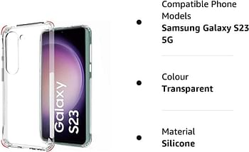 جراب Glassology Samsung S23 من السيليكون الشفاف ، تصميم فائق النحافة ووقائي ، مع جراب خلفي ممتص لحماية الكاميرا