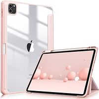 Glassology iPad Air 5/4 (2022/2020 5th/4th Generation 10.9/ipad Pro 11) Pencil Holder Clear Transparent Back Shell Slim Stand Shockproof Tablet Cover, Auto Wake/Sleep +Screen Protector (black)