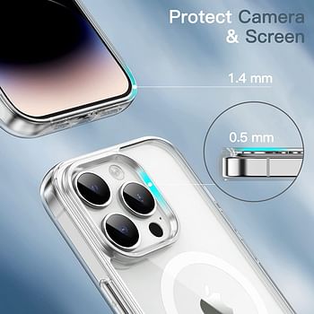 Glassology iPhone 14 Pro Magnetic Case 6.7 Inch Slim Thin, Yellowing Resistant, Anti Drop Shock Absorption, Anti Scratch and Hard Back Crystal Case Cell Phone Cover for iPhone 14 Pro Case