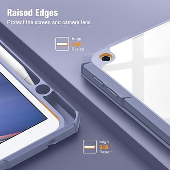 جراب Glassology Hybrid Slim Case لجهاز iPad من الجيل التاسع / الثامن / السابع (2021/2020 / 2019) 10.2 / 10.5 بوصة - [حامل أقلام رصاص مدمج] غطاء مقاوم للصدمات مع غطاء خلفي شفاف شفاف + واقي شاشة