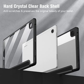 Glassology Hybrid Slim Case for Samsung Galaxy Tab A8 10.5 Inch 2022 Model (SM-X200/X205/X207) Clear Transparent Back Shell Auto Wake/Sleep (Black)
