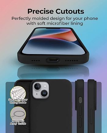 iPhone 14 Plus Case with Magnetic charging and Scratch-Resistant Thin and Slim Classic Shockproof Military-Grade Protection (Clear)