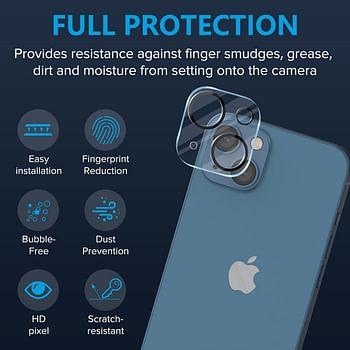 Glassology Camera Lens Screen Protector for iPhone 14/14 Plus 9H Hardness Transparent HD Protective Tempered Glass Protector Film Does Not Affect Night Shots