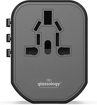 Glassology 20W Universal Travel Adapter Multi Socket, 8A Fast Charging International Power Adapter 2 USB Ports and 1 USB Type C Ports with Country Specific Multi Plug