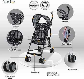 Nurtur Jet Convenience Buggy Stroller, Multicolor – Lightweight Stroller with Compact Fold, Canopy, Shoulder Strap, 6 – 36 months, Multicolor (Official Nurtur Product)