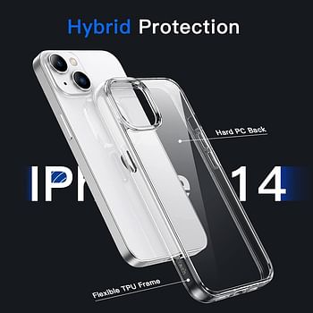 Glassology iPhone 14 series Clear Case inch Anti-Yellowing Military Back, Hard Anti-Explosion Back, Ultra Thin Case, Anti-Drop Shockproof Protection, (iPhone 14)