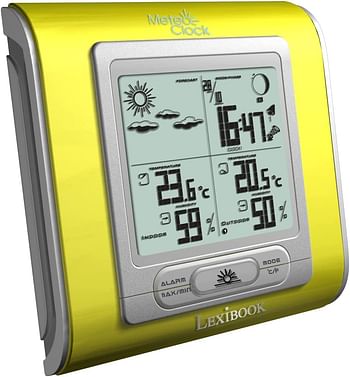 Lexibook Weather Station Meteoclock Silver, Waterproof Outdoor Sensor, Moon Phase, Alarm And Snooze Function, Battery Operated, Silver, Sm940