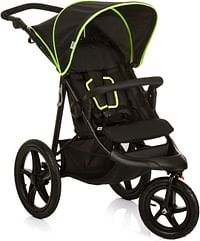 Hauck Pushchair Runner, XL Air Wheels, All Terrain, Up to 25 kg, Sun Canopy, Fully Reclining, Height Adjustable, Large Shopping Basket, Black Neon Yellow