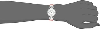 Anne Klein Womens Quartz Watch, Analog Display and Leather Strap/Red|Silver