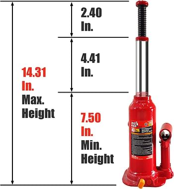 Torin T90413 Big Red Hydraulic Bottle Jack With Carrying Case 4 Ton (8,000 Lb) Capacity