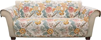 Lush Decor Sydney Furniture Protector-Floral Leaf Garden Pattern Loveseat Cover-Blue and Yellow, Blue & Yellow