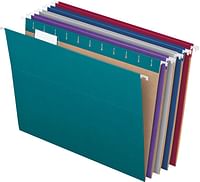 Pendaflex Recycled Hanging File Folders, Letter Size, Assorted Jewel-Tone Colors, Two-Tone For Foolproof Filing, 1/5-Cut Tabs, 25 Per Box (81667)