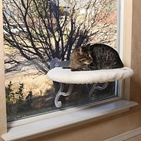 K&H Pet Products Universal Mount Kitty Sill Cat Window Perch 14 X 24 Inches Scratcher Ball Track