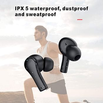 Lenovo QT82 Bluetooth Earphone TWS Wireless In-ear HiFi Music Stereo Headset IPX5 Sport Headset Touch Control Headphone (Black)
