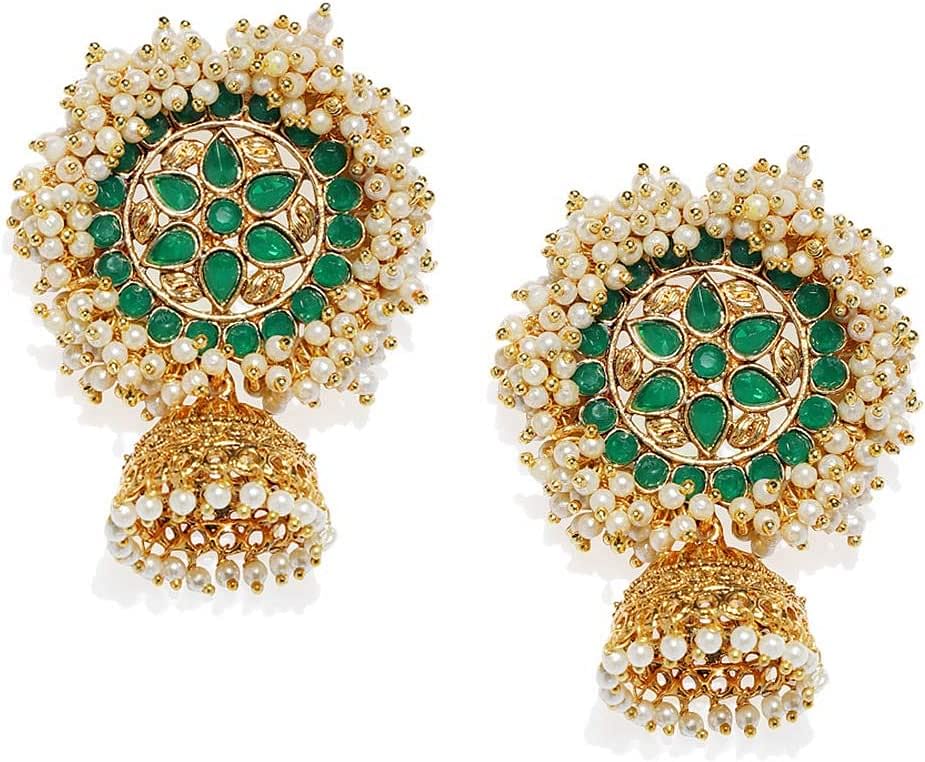 Zaveri Pearls Jhumki Earrings for Women (Golden) (ZPFK7925)