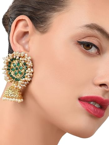 Zaveri Pearls Jhumki Earrings for Women (Golden) (ZPFK7925)