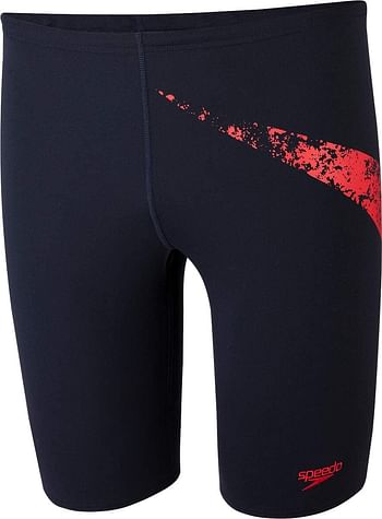 Speedo Men's Boomstar Placement Jammer, Size 40, True Navy-Fed Red