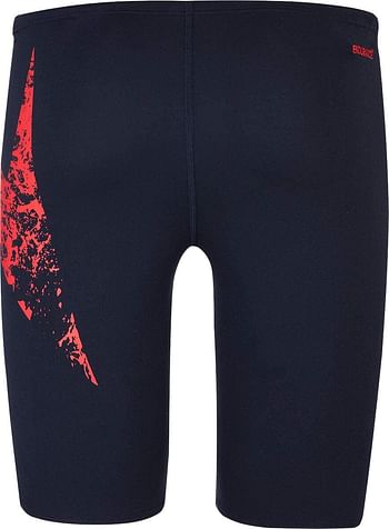 Speedo Men's Boomstar Placement Jammer, Size 40, True Navy-Fed Red