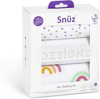 Snuz 3-Piece Jersey Cotton Crib Bedding Set - Multicoloured Rainbow