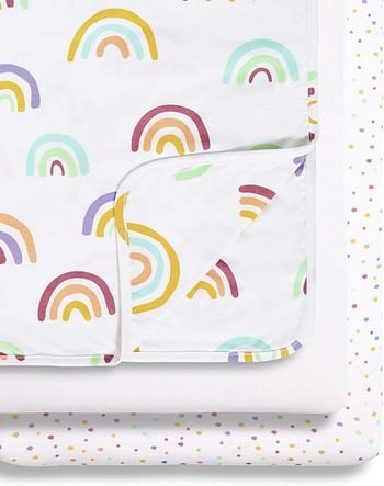 Snuz 3-Piece Jersey Cotton Crib Bedding Set - Multicoloured Rainbow