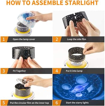 CharmCollection Star Projector Night Light for Kids,Starry Lamp 360°Rotating Projector Romantic Planet Sky Projection Universe Projector Lamp for Kids with 5 Sets of Projector Film