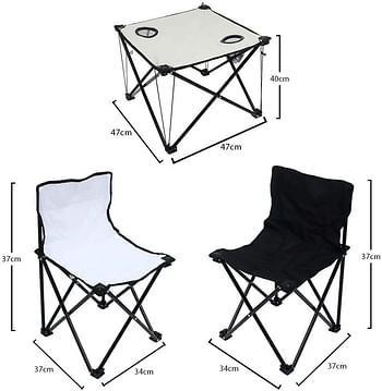 YATAI Set of 2 Folding Chairs With Folding Table - Lightweight Outdoor Camping Chair Table Set With Carry Bag Perfect For Garden Caravan Trips Fishing Chair BBQ Beach Chair - Picnic Chair Table Set