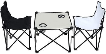 YATAI Set of 2 Folding Chairs With Folding Table - Lightweight Outdoor Camping Chair Table Set With Carry Bag Perfect For Garden Caravan Trips Fishing Chair BBQ Beach Chair - Picnic Chair Table Set