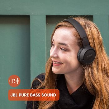JBL Tune 510BT Wireless On Ear Headphones, Pure Bass Sound, 40H Battery, Speed Charge, Fast USB Type-C, Multi-Point Connection, Foldable Design, Voice Assistant - Black, JBLT510BTBLKEU