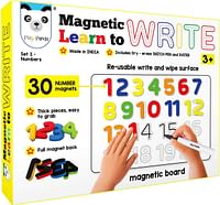 Play Panda Magnetic Learn To Write Numbers - Includes Write And Wipe Magnetic Board, 30 Number Magnets, Dry Erase Sketch Pen And Duster - Simplify Teaching And Learning, Yellow