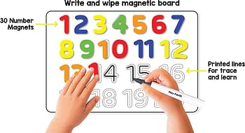 Play Panda Magnetic Learn To Write Numbers - Includes Write And Wipe Magnetic Board, 30 Number Magnets, Dry Erase Sketch Pen And Duster - Simplify Teaching And Learning, Yellow